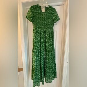Zara Green Tiered Maxi Dress, Size XS